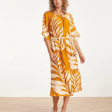 Smashed Lemon Mustard - Off White Tropical Dress