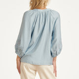 Smashed Lemon Light Blue Flowing Blouse