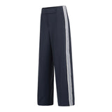 YAYA Inkwell Blue High Waist Wide Leg Trousers With Side Stripes