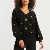Smashed Lemon Black & Gold Knitted Top