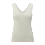 Yaya Wool White Fine Rib Knitted Tanktop