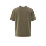 YAYA Capers Brownish Gree Short Sleeve Sweatshirt With Knitted Ribbed Neckline