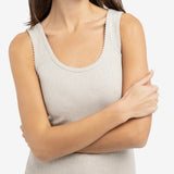 YAYA Mist Green Melange Rib Singlet With Fancy Edge