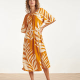 Smashed Lemon Mustard - Off White Tropical Dress