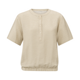 Yaya Soft Grey Dessin Printed Woven Polo with Rib Waistband