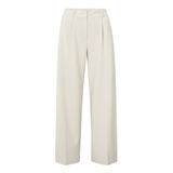 Yaya Soft Grey Woven Wide Leg Trousers with Contrast Tape at Sides