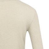 YAYA Oxford Tan Brown 513 Ribbed Long Sleeve T-Shirt