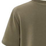 YAYA Capers Brownish Gree Short Sleeve Sweatshirt With Knitted Ribbed Neckline