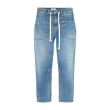 Le Temps Des Cerises Faded Blue Madie Cropped Jeans with Drawstring