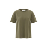 YAYA Capers Brownish Gree Short Sleeve Sweatshirt With Knitted Ribbed Neckline