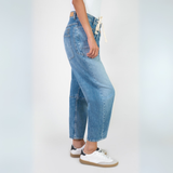 Le Temps Des Cerises Faded Blue Madie Cropped Jeans with Drawstring