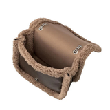 Yaya Chocolate Brown Crossbody Bag with Fur