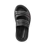 Yaya Washed Black Leather Padded Sandal