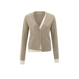 YAYA Sand Beige Melange Cardigan With Contrast Details