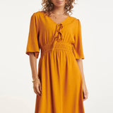 Smashed Lemon Mustard Airy Linen Dress