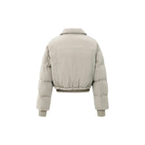 YAYA Sand Beige Nylon Padded Jacket With Rib Detail