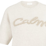 YAYA Heather Grey Melange Short Sleeve Sweater With Artwork