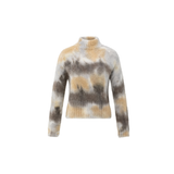 YAYA Dark Taupe Grey Dessin Printed Long Sleeve Sweater With High Neckline