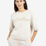 YAYA Heather Grey Melange Short Sleeve Sweater With Artwork