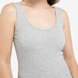 YAYA Medium Grey Melange Rib Singlet With Fancy Edge