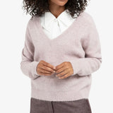 YAYA Cloud Grey Purple Long Sleeve V-Neck Sweater