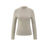 YAYA Brownish Grey Dessin High Neckline Duo Color Sweater