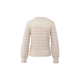 YAYA Shadow Gray Pink Dessin Long Sleeve Striped Sweater