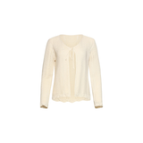 Smashed Lemon Off White Knit Cardigan With Openwork Pattern