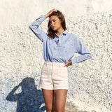 La Petite Etoile Coraline Ecru & Bleu Straight Shirt