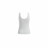 YAYA Medium Grey Melange Rib Singlet With Fancy Edge