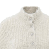 YAYA Cloud Grey Furry Sweater With Collar