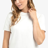 YAYA Early Frost White T-Shirt With Knitted Neckline