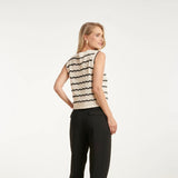 Smashed Lemon Off White - Black Knit Cardigan