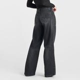 Le Temps Des Cerises Wide Leg Jeans Lauryn Leopard Black