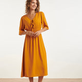 Smashed Lemon Mustard Airy Linen Dress